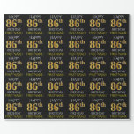 [ Thumbnail: Black, Faux Gold "Happy 86th Birthday" Wrapping Paper ]