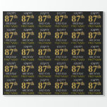 [ Thumbnail: Black, Faux Gold "Happy 87th Birthday" Wrapping Paper ]