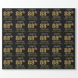 [ Thumbnail: Black, Faux Gold "Happy 88th Birthday" Wrapping Paper ]