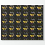 [ Thumbnail: Black, Faux Gold "Happy 98th Birthday" Wrapping Paper ]