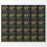 [ Thumbnail: Black, Faux Gold "Happy 99th Birthday" Wrapping Paper ]