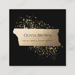 Black Faux Gold Minimalist Professional Square Business Card