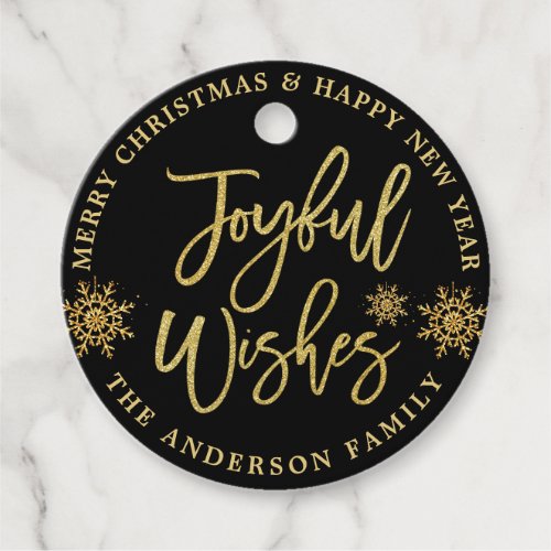 Black  Faux Gold Modern PHOTO Christmas Holiday Favor Tags