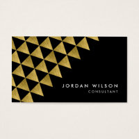 Black Faux Gold Triangle Consultant Geometric Business Card