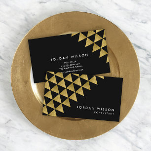 Black Faux Gold Triangle Consultant Geometric Business Card
