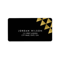 Black Faux Gold Triangle Geometric Modern Address Label