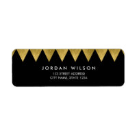 Black Faux Gold Triangle Pattern Modern Address Label