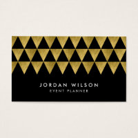 Black Faux Gold Triangle Pattern Modern Geometric Business Card