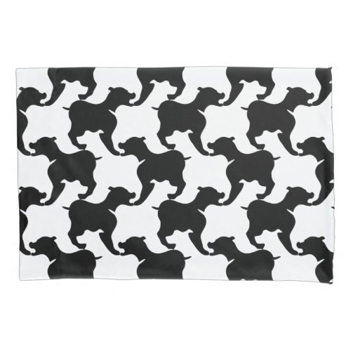 Black Faux Houndstooth Dog Pattern Pillow Case