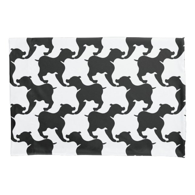 Black Faux Houndstooth Dog Pattern Pillow Case (Front)