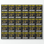 [ Thumbnail: Black, Faux/Imitation Gold, "21st Birthday" Wrapping Paper ]