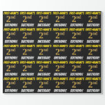 [ Thumbnail: Black, Faux/Imitation Gold, "2nd Birthday" Wrapping Paper ]
