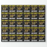 [ Thumbnail: Black, Faux/Imitation Gold, "30th Birthday" Wrapping Paper ]