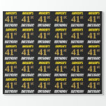 [ Thumbnail: Black, Faux/Imitation Gold, "41st Birthday" Wrapping Paper ]