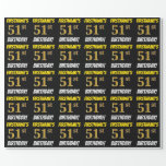 [ Thumbnail: Black, Faux/Imitation Gold, "51st Birthday" Wrapping Paper ]