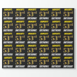 [ Thumbnail: Black, Faux/Imitation Gold, "53rd Birthday" Wrapping Paper ]