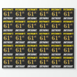 [ Thumbnail: Black, Faux/Imitation Gold, "61st Birthday" Wrapping Paper ]