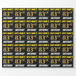 [ Thumbnail: Black, Faux/Imitation Gold, "83rd Birthday" Wrapping Paper ]