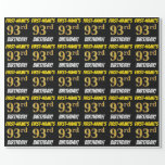 [ Thumbnail: Black, Faux/Imitation Gold, "93rd Birthday" Wrapping Paper ]