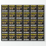 [ Thumbnail: Black, Faux/Imitation Gold, "99th Birthday" Wrapping Paper ]