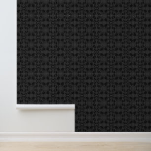 Black Faux Lace Pattern Wallpaper