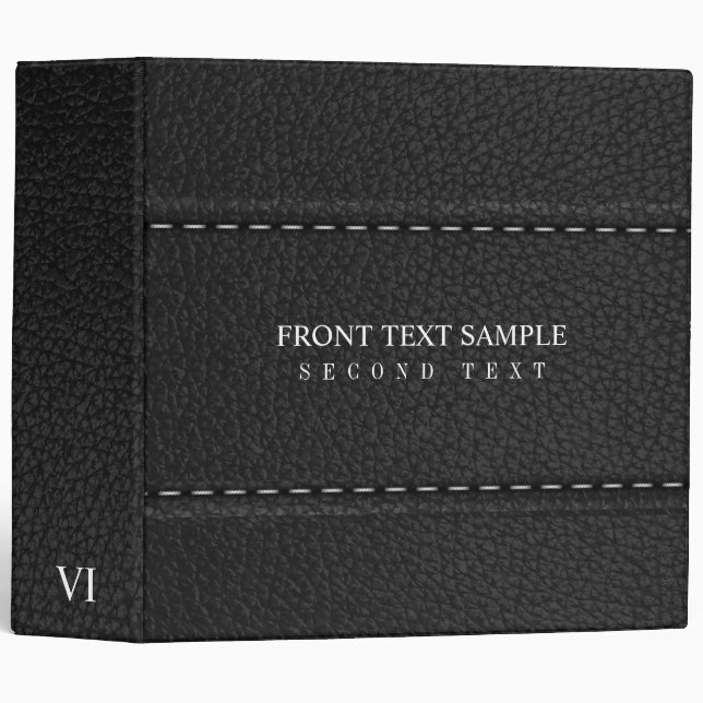 Black Faux Leather 3 Ring Binder (Front/Spine)