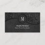 Black Faux Leather Alligator Skin Luxury Monogram Business Card