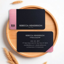 Black Faux Leather & Blush Pink Business Card