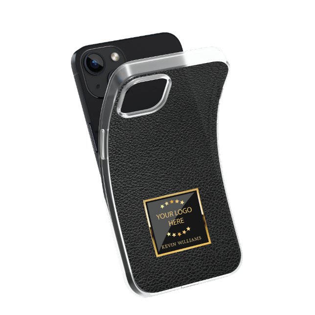 Black Faux Leather Business Logo  Uncommon iPhone Case (Creator Uploaded)