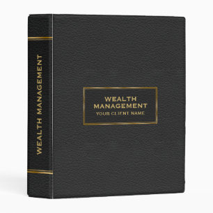 Black Faux Leather Elegant Simple Gold Frame Mini Binder