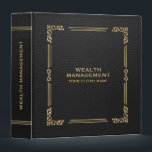 Black Faux Leather Elegant Vintage Gold Frame 3 Ring Binder<br><div class="desc">Elevate your documents with this elegant black faux leather texture background featuring a vintage gold frame and customizable gold typography. Ideal for wealth management documents or any important personal or corporate papers,  this binder design exudes sophistication and professionalism. Make a lasting impression with this luxurious touch to your paperwork.</div>