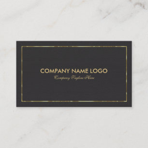 Black faux leather & Gold Border Business Card