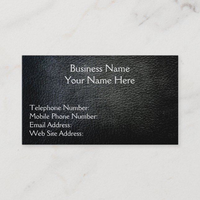 Black Faux Leather & Gold style Business Cards (Front)