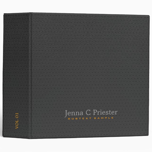 Black Faux Leather Look 3 Ring Binder (Front/Spine)