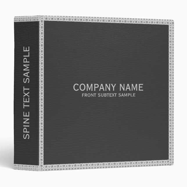 Black Faux Leather Look Glitter Accents 3 Ring Binder (Front/Spine)