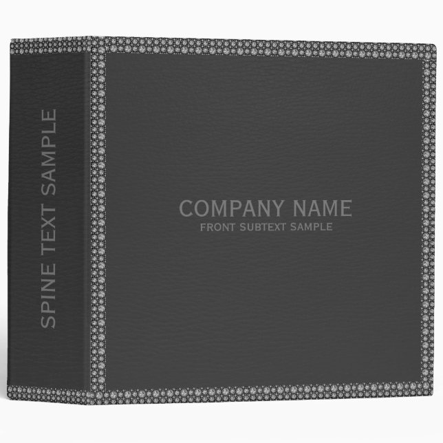 Black Faux Leather Look Glitter Accents Binder (Front/Spine)