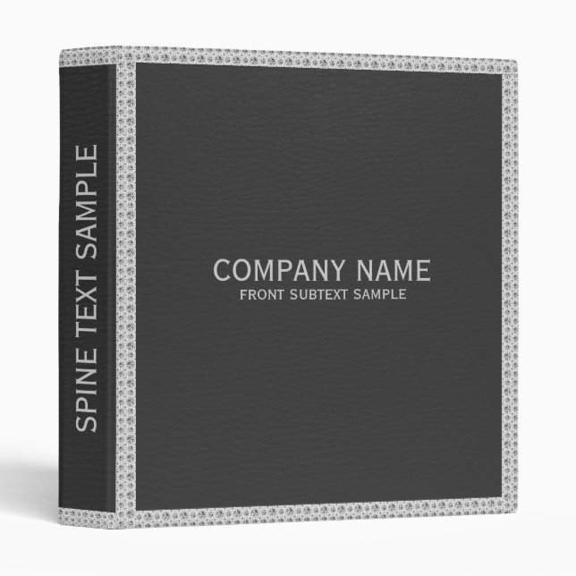 Black Faux Leather Look Glitter Accents Binder (Front/Spine)