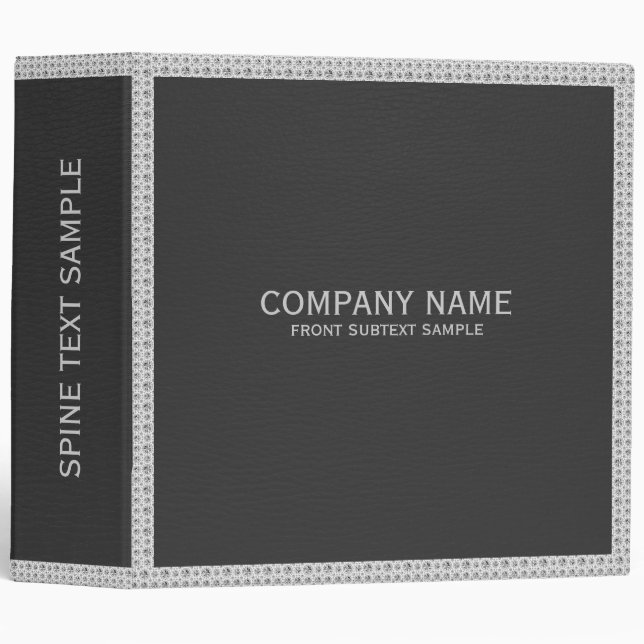 Black Faux Leather Look Glitter Accents Binder (Front/Spine)