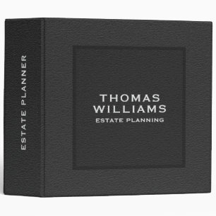 Black Faux Leather Look Gray Typography 3 Ring Binder
