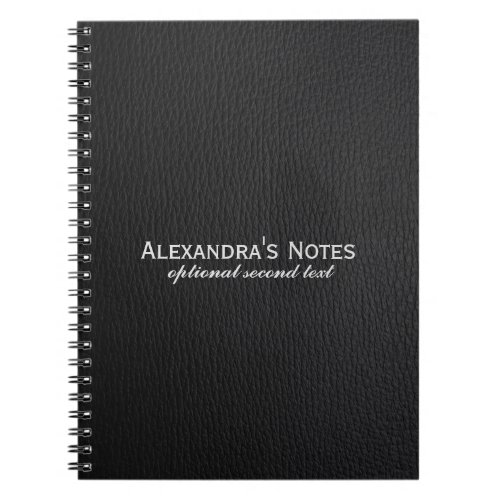 Black Faux Leather Look Template Notebook