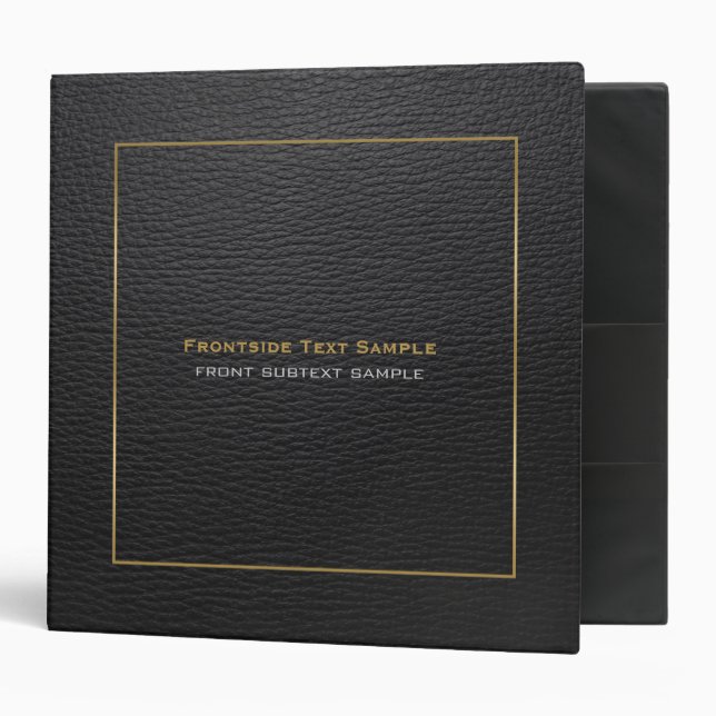 Black Faux Leather Look Touch Of Gold Binder (Front/Inside)