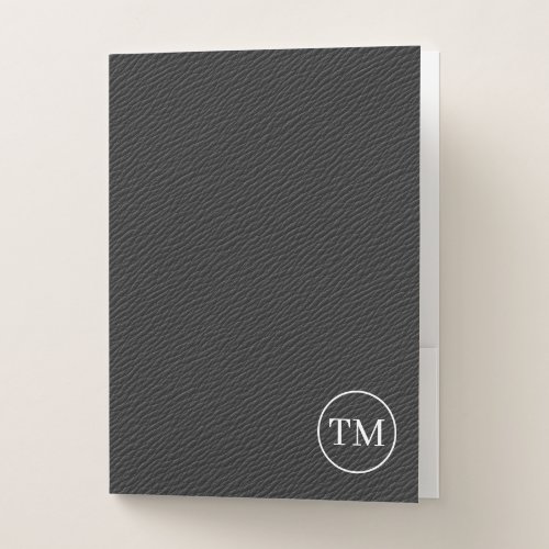 Black Faux Leather Pocket Folder