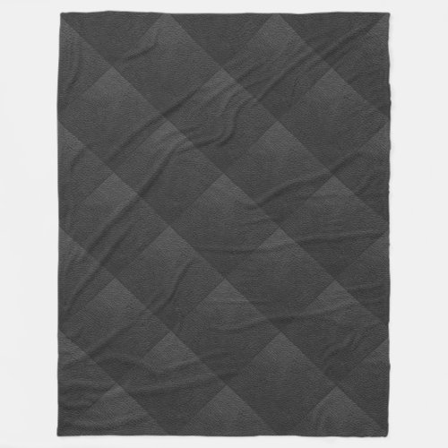 Black Faux Leather Quilt Pattern Vintage Look Fleece Blanket