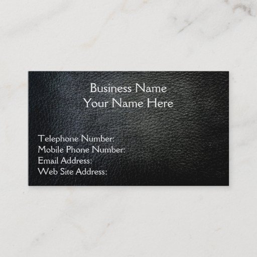 Customizable Black Faux Leather Rustic style Business Cards