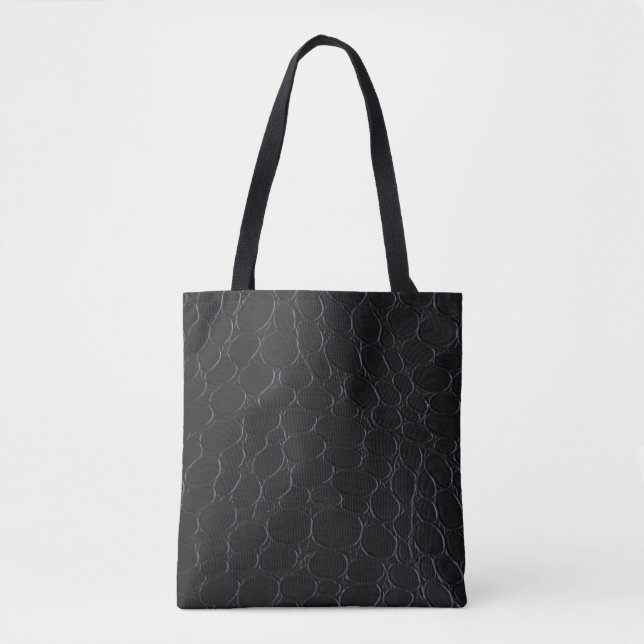 Black Faux  leather snake print   Tote Bag (Front)