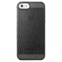 Black Faux Leather Snake Skin look Pattern Clear iPhone SE/5/5s Case