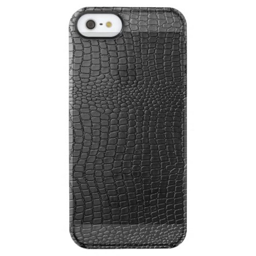 Black Faux Leather Snake Skin look Pattern Clear iPhone SE55s Case