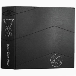 Black Faux Leather Snake Skin Sigil of Lucifer 3 Ring Binder