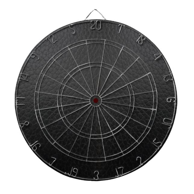 Black faux leather texture print dart board (Front)