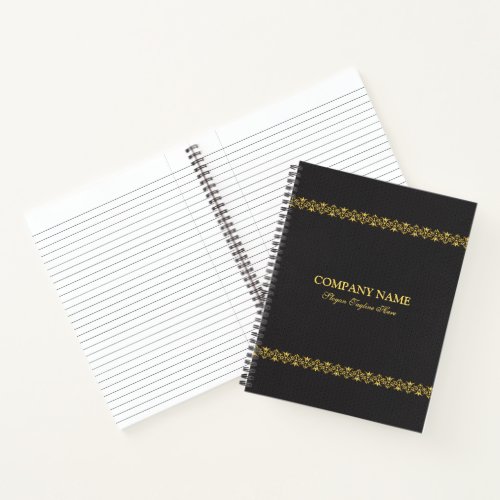 Black faux leather vintage gold border notebook